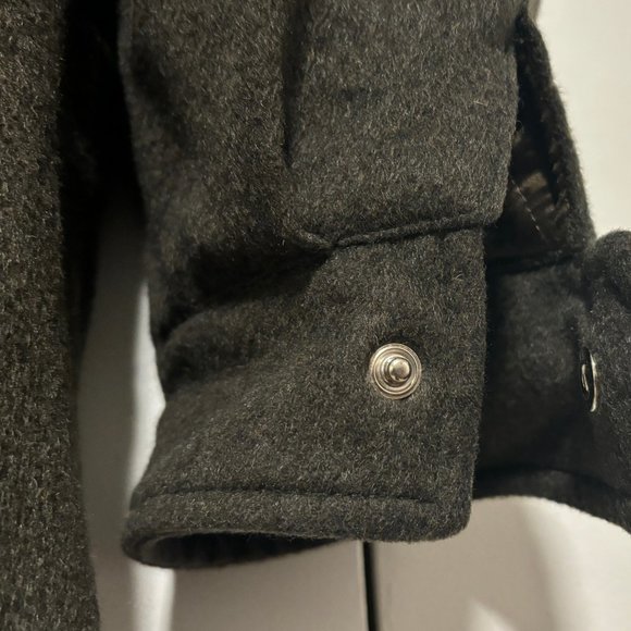 Aquascutum Olive Green Wool Cashmere Belted Coat, Quilted Lining, Fur Collar-M/L - Picture 9 of 14